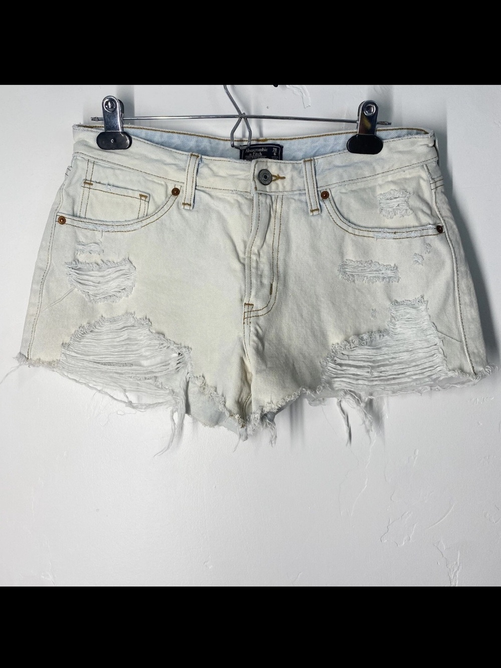 Vintage Abercrombie & Fitch Shorts Womens 28 Blue Distressed Low Rise Y2K